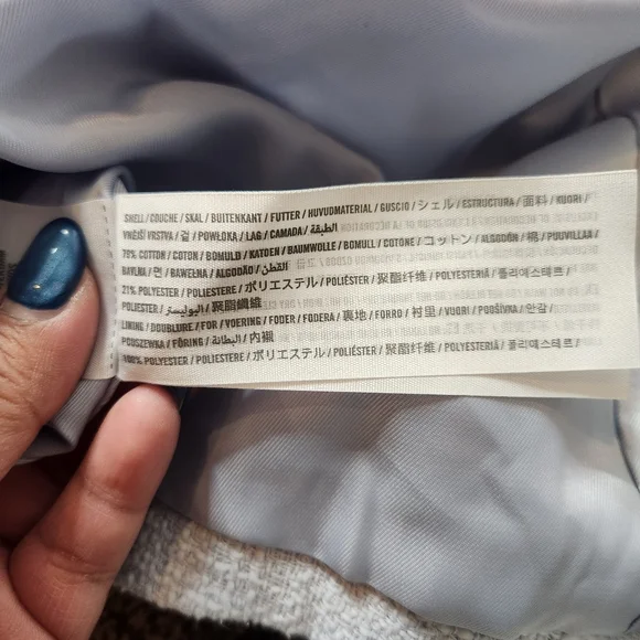 Abercrombie & Fitch Blue Tweed Cropped Blazer Size Large - Picture 5 of 7